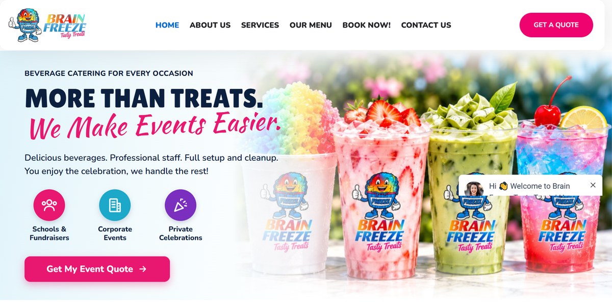 Brain Freeze Tasty Treats website built by Trisol